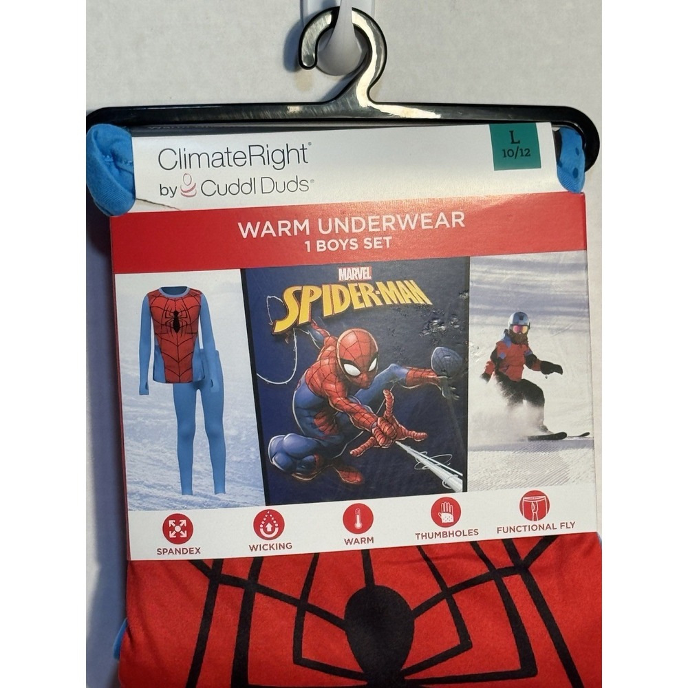 ClimateRight By Cuddl Duds‎ Spider-Man Boys Warm Underwear Set Size L(10-12)/New